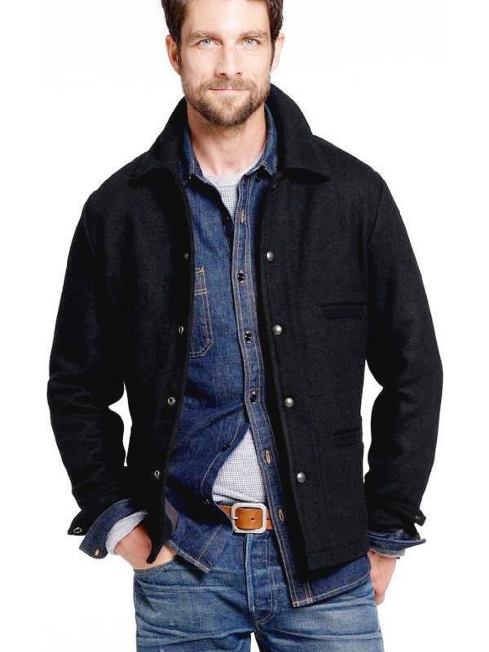 Men's Classic Black Wool Coat